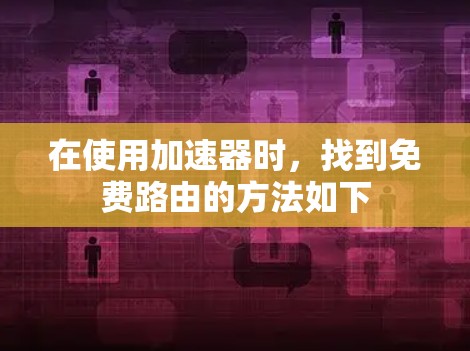 在使用加速器时，找到免费路由的方法如下