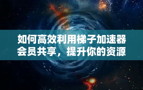 如何高效利用梯子加速器会员共享，提升你的资源利用率！