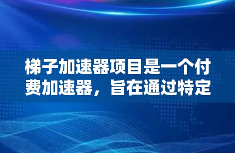 梯子加速器项目是一个付费加速器,旨在通过特定的结构和节点加速特定的应用或资源。以下是对该项目的详细分析和总结 梯子加速器项目是一个付费加速器,旨在通过特定的结构和节点加速特定的应用或资源。以下是对该项目的详细分析和总结