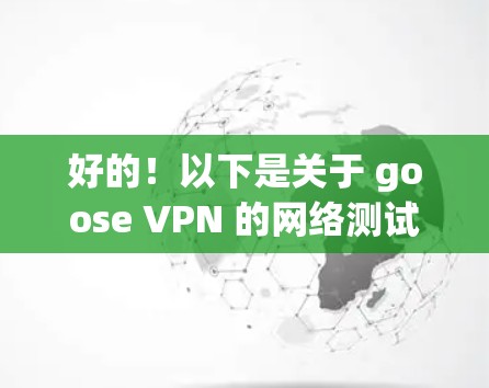 好的！以下是关于 goose VPN 的网络测试指南，帮助你更好地了解其网络连接的稳定性以及如何使用该服务
